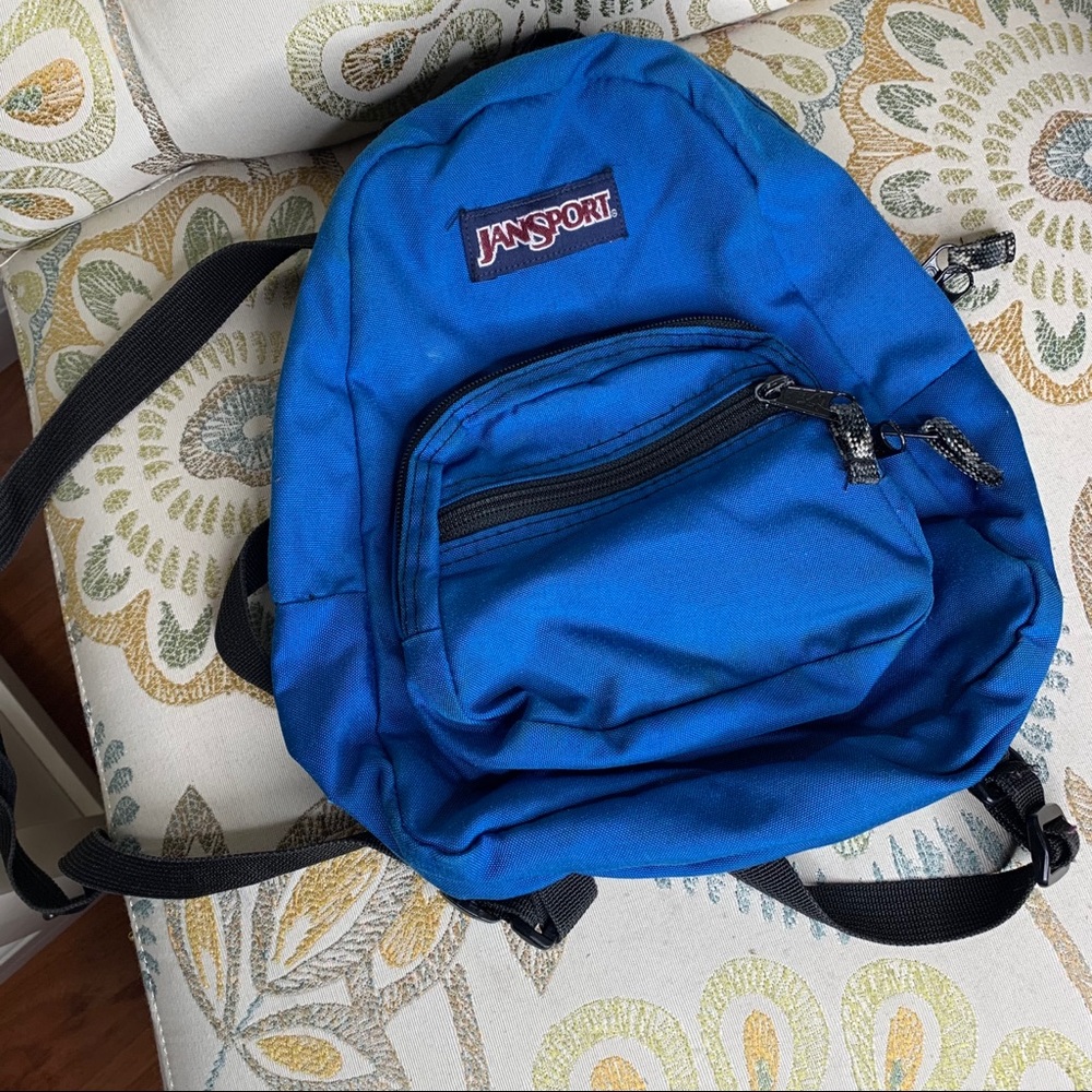 Vintage Jansport Half Pint Mini Blue Backpack Bag - Picture 1 of 3